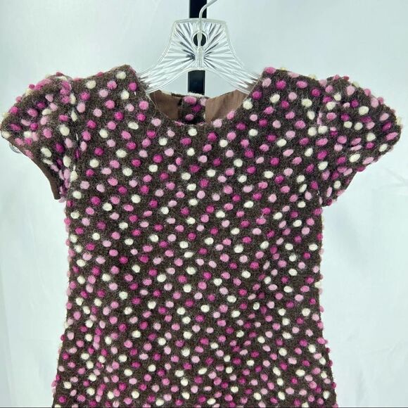 ISABEL GARRETON Girl’s Size 6 Wool Poly Blend Dress Polkadots Pink Red White - Picture 4 of 11